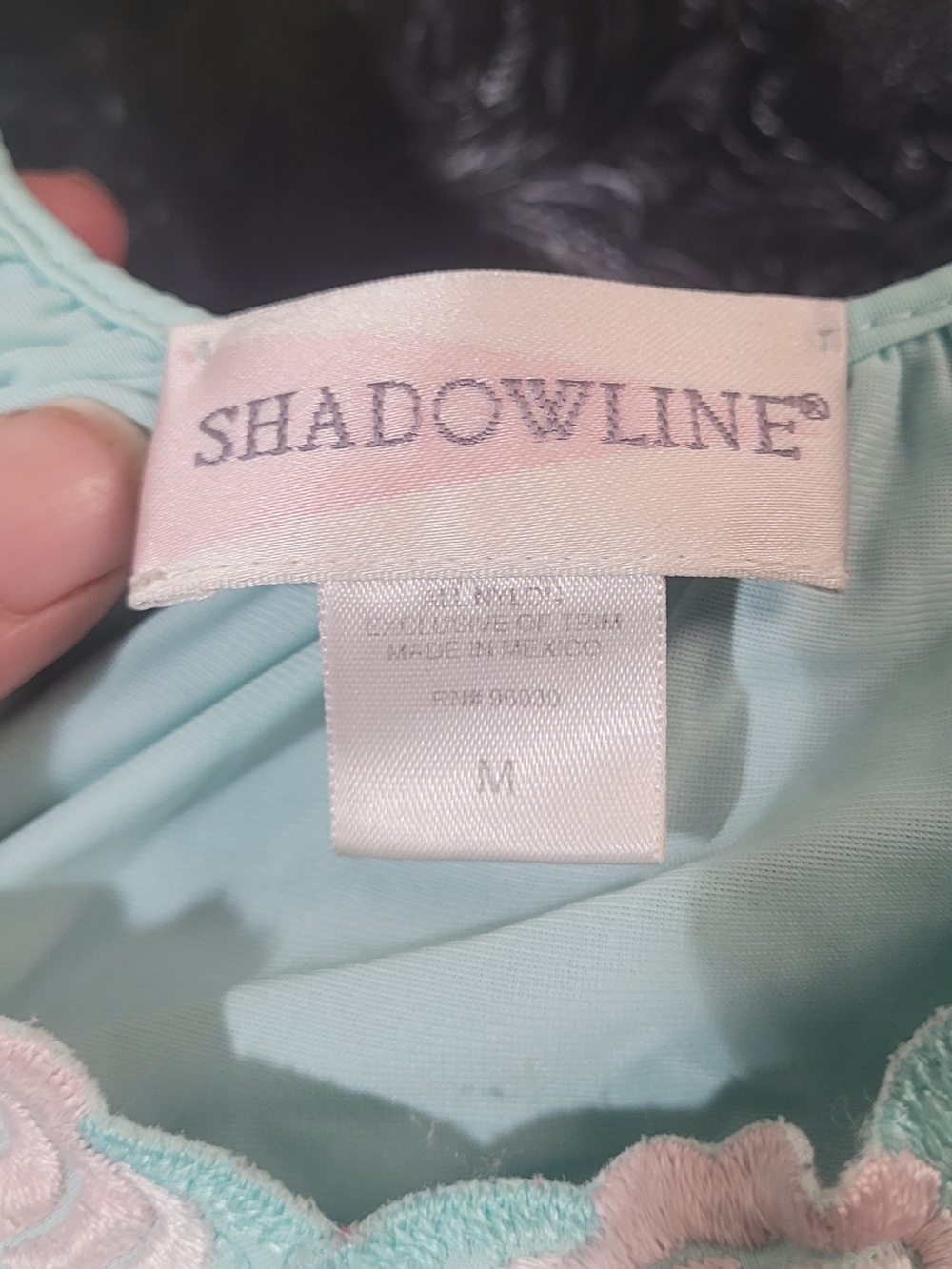 Vintage Shadowline Lightweight Nylon Nightgiwn Pink Rose Embroidery Sz M - Picture 3 of 6